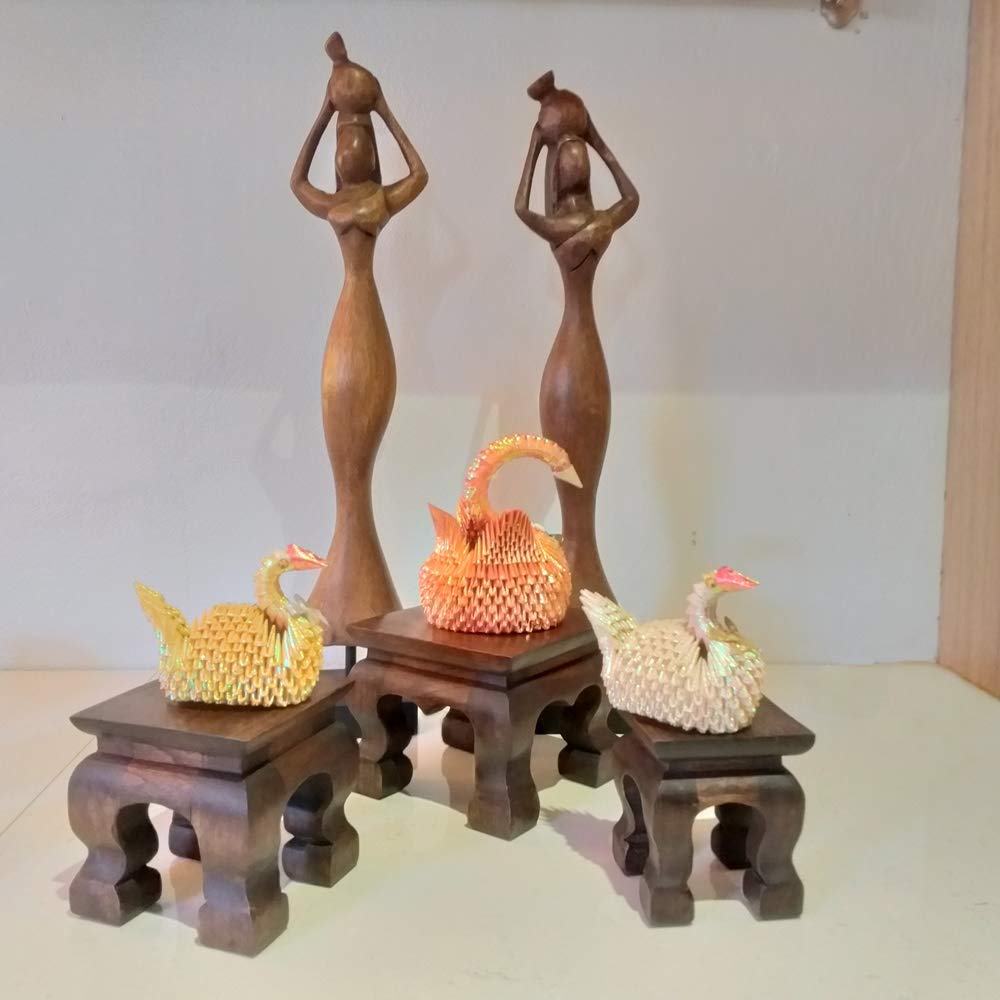 CoziNest Mini Table Buddha Statue Stand Worship Pedestal Furniture Display Stand Wooden Square Shape Solid Thai Handmade Teak Wood Base Holder for Small Little Things Statues Items (W5 x D5 x H4)