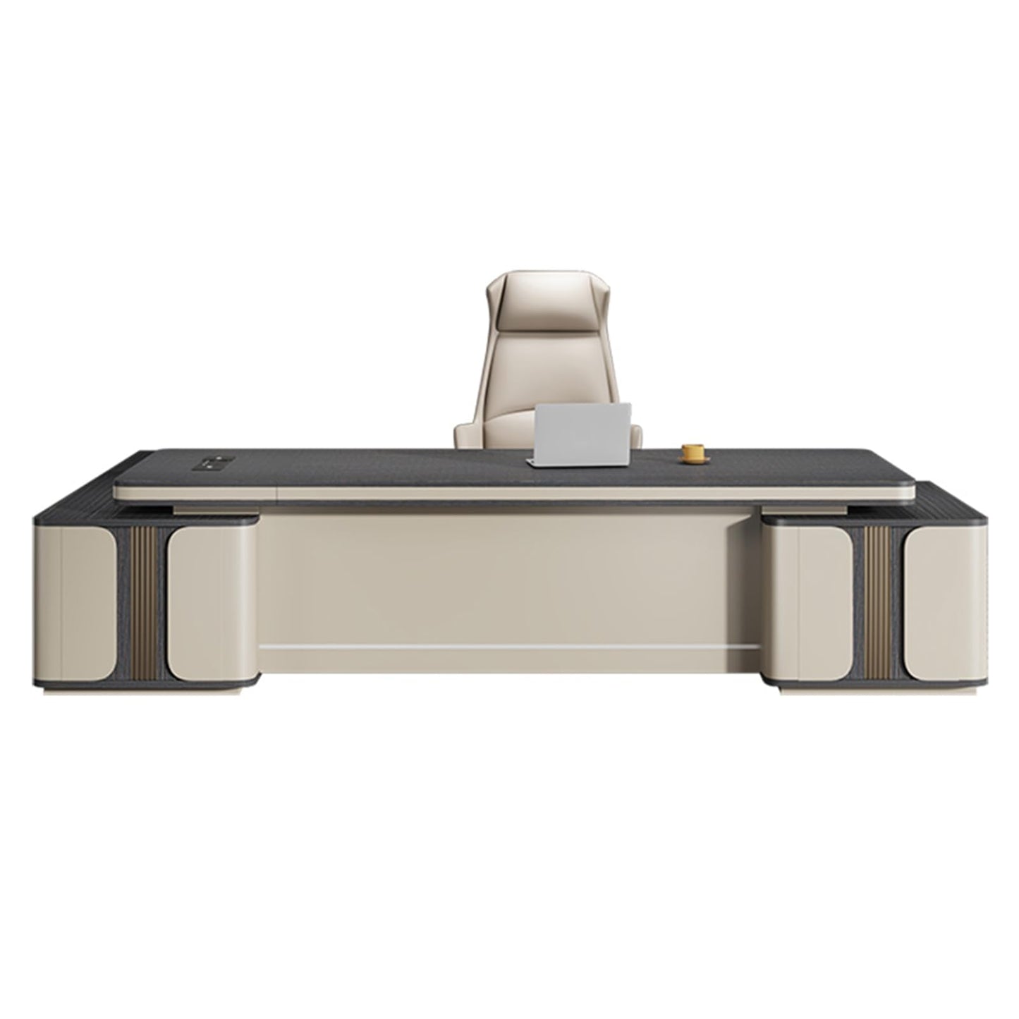 LSIGHTUS 94" Executive Desk - L Shaped Office Desk with Drawers, Modern Large Home Computer Table with Storage Shelves and Cable Management Box Gaming Study Table Business Furniture for CEO, Boss