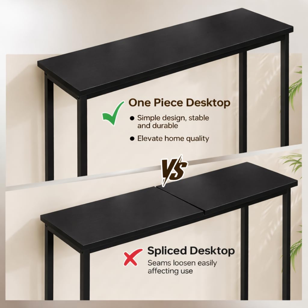 Tujurich Narrow Entryway Console Table & Sofa Side Table - IndustrialHallway Table for Small Spaces, Behind Couch Table, Multi-Functional Living Room Bedroom Office,Black， 29.5" x 9.4" x 29.5"