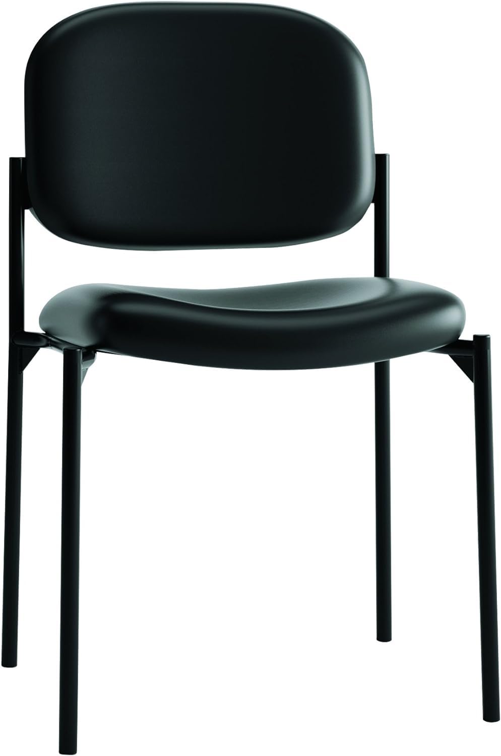 HON Scatter Guest Office Chair, Armless Leather Seating for Waiting Rooms, Lobbies, Conference Areas, and Offices, Stackable Side Chair for Reception and Training Spaces, Black