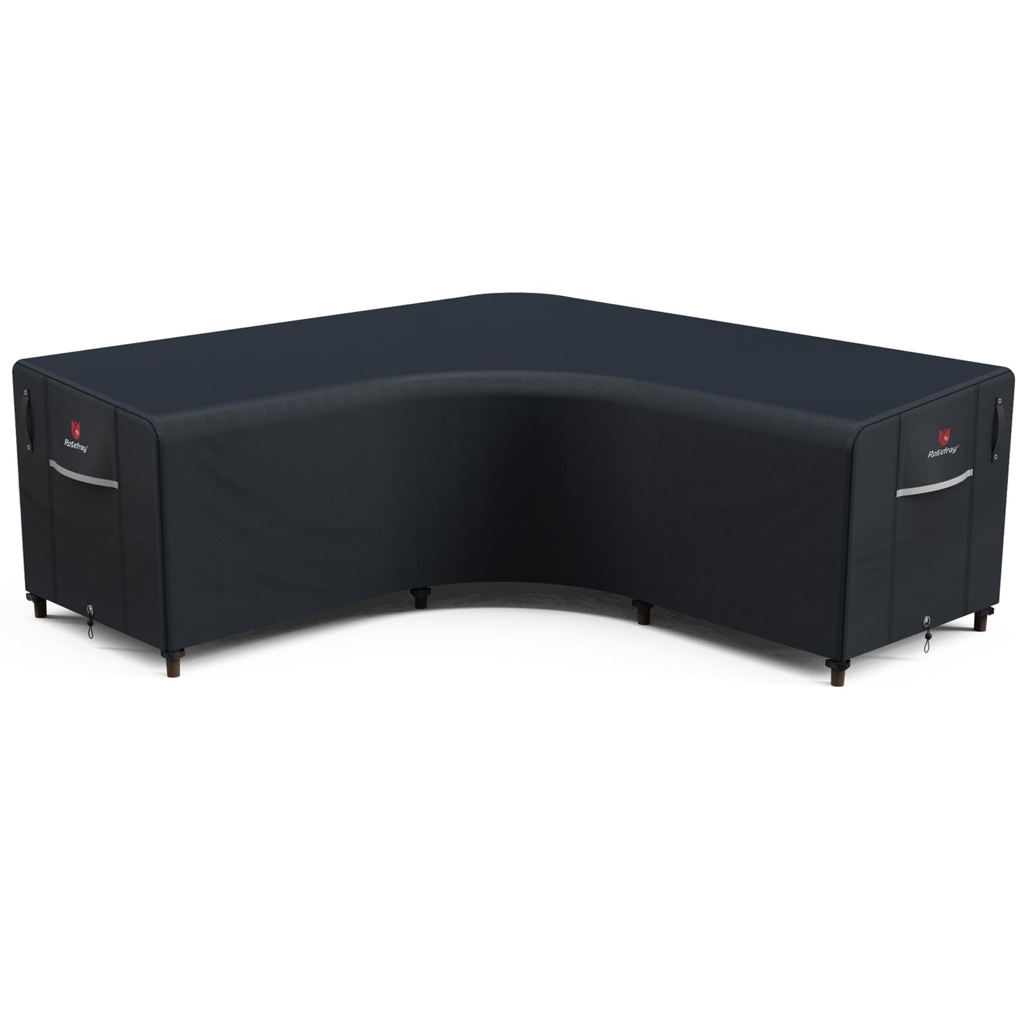 Rosefray 420D Outdoor V-Shaped Sectional Cover,Heavy Duty Anti UV Patio Sectional Sofa Cover with Air Vent, Waterproof Furniture Covers for Deck, Lawn,Backyard 100"x100" Black