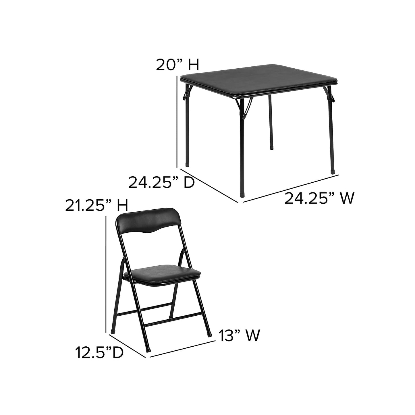 Flash Furniture Mindy Kids 5-Piece Folding Table and Chairs Set for Daycare and Classrooms, Children's Activity Table and Chairs Set, Black