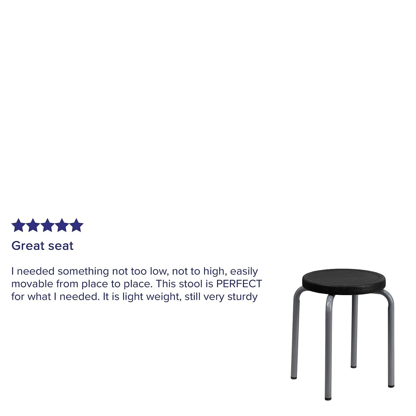 Flash Furniture Remington Stackable Stool with Black Seat and Silver Powder Coated Frame (Pack of 5)