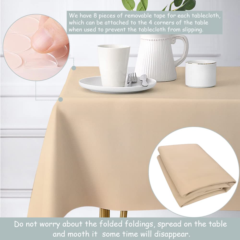 Aijoviko Table Cloth for Rectangle Tables Soft Leather Tablecloth Waterproof Wipeable Table Cover for Parties,Picnic and Camping Outdoor Tablecloths(Neutral 54" x84)