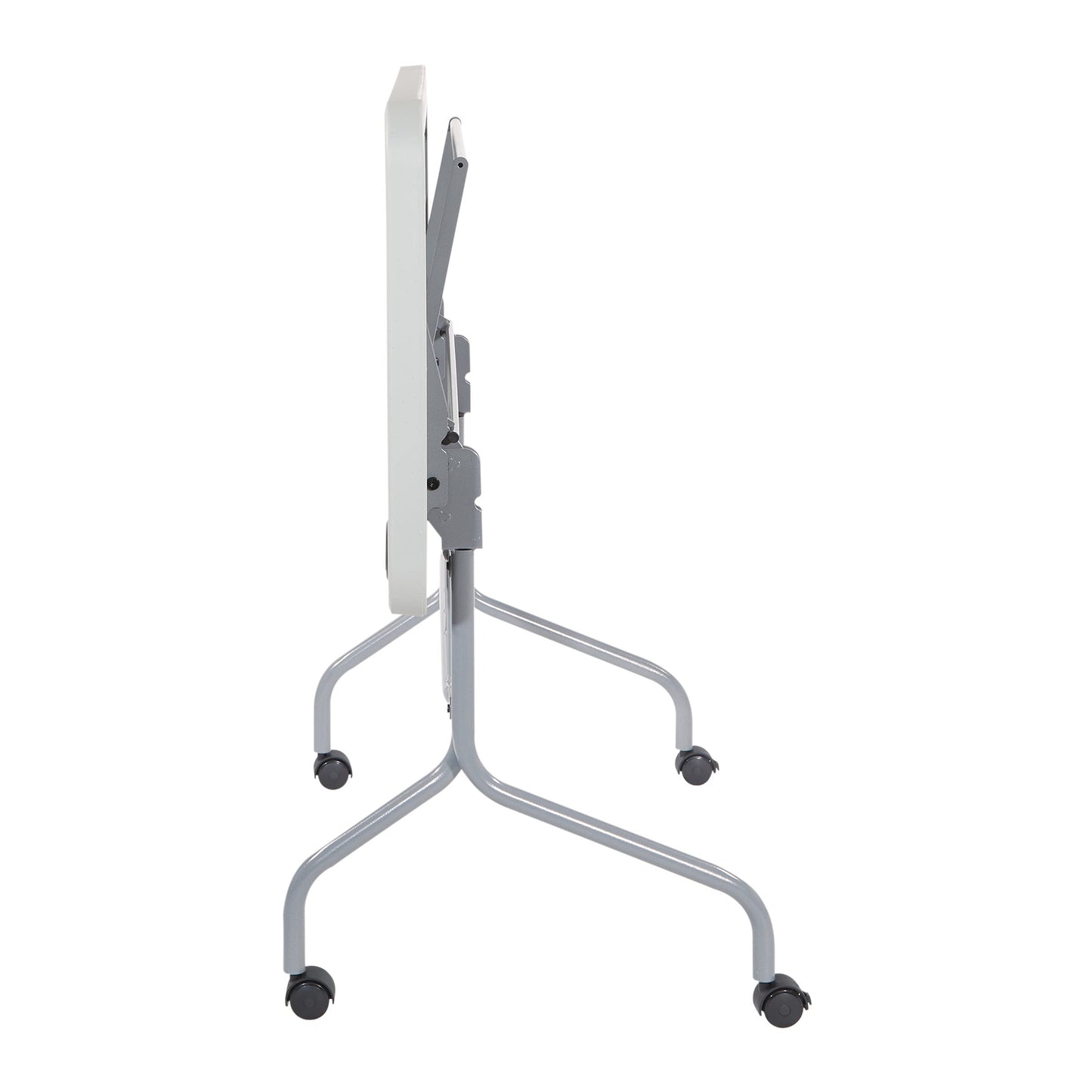 Office Star Resin Multipurpose Flip Training Table with Locking Casters for Home or Office, 4 Feet Light Gray