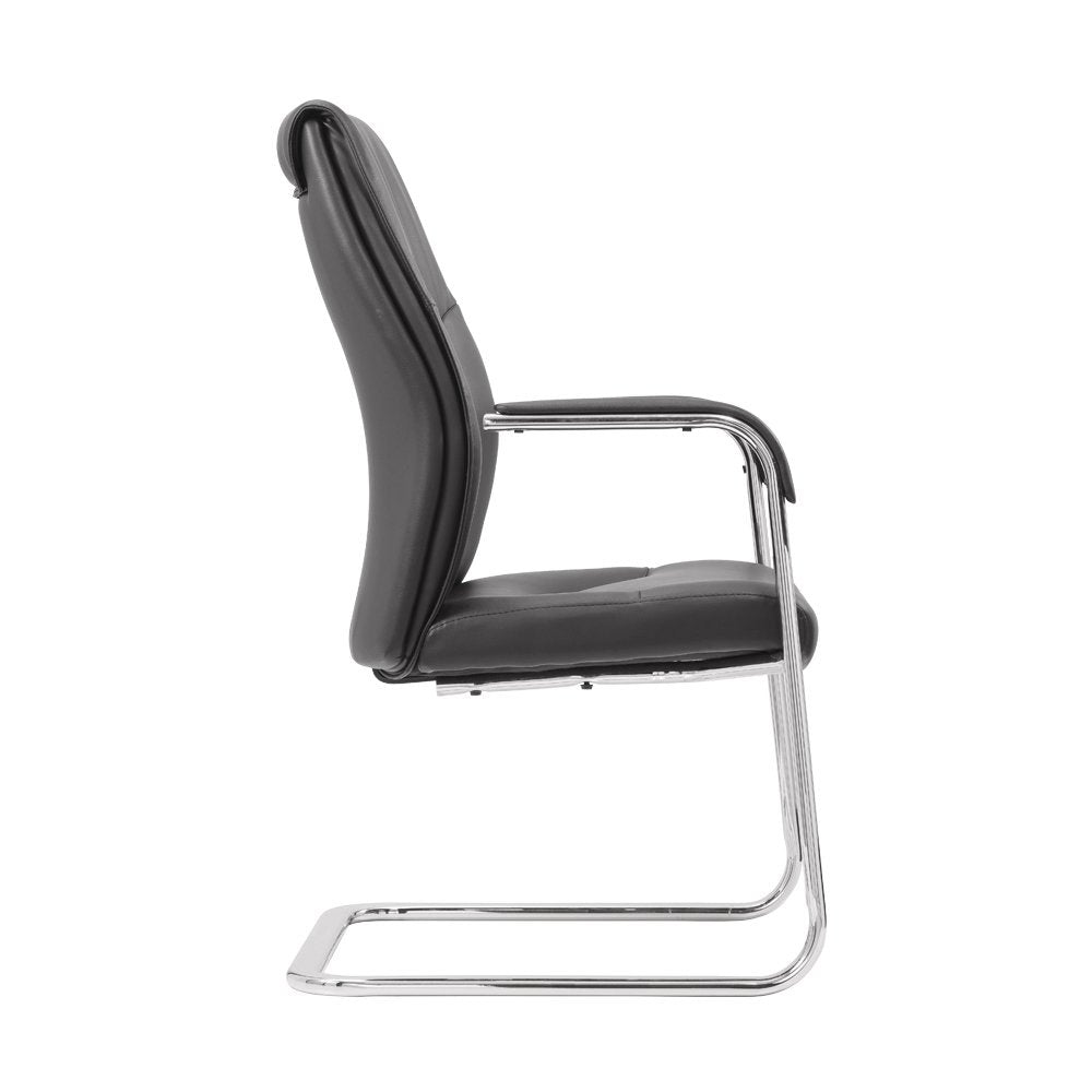 Executive Visitor PU Leather Office Chair Aluminum Fixed arms Heavy Duty 300 Pounds Rated - Gray