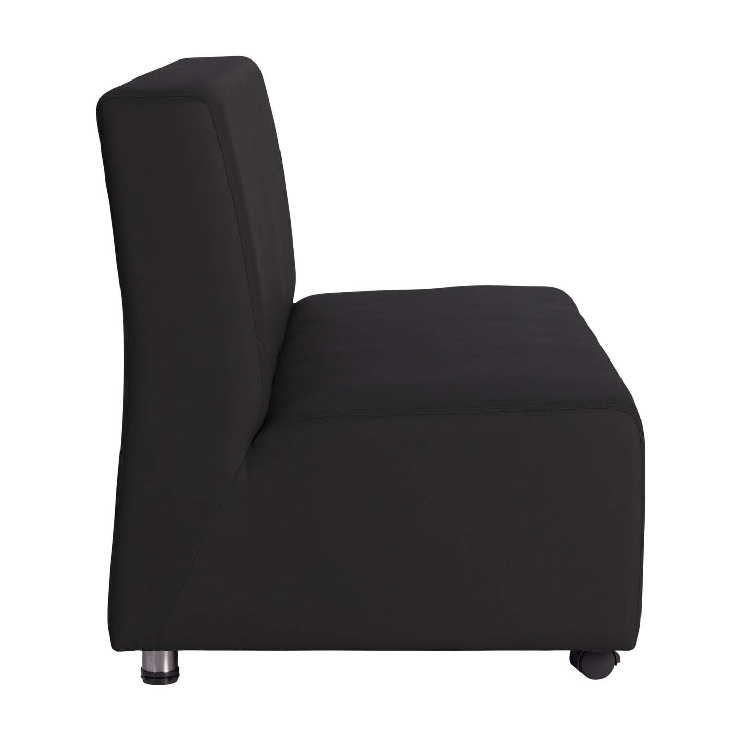 FDP Pro Series Upholstered Armless Mobile Sofa with Locking Casters for Portability Commercial Seating for Hotel Lobby, Office, Restaurant, Waiting Room, Home - Black