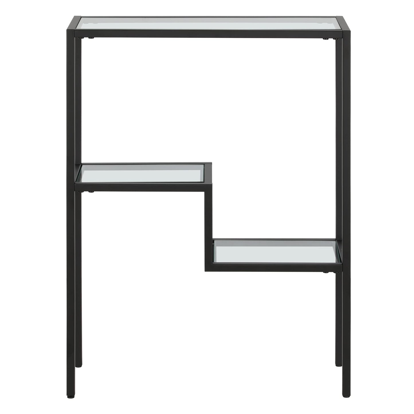 Henn&Hart 22" Narrow Glass Rectangular Console Table Entryway Table, Sofa Table with Two-Tiered Glass Shelf for Entryway, Living Room, Couch, Hallway, or Office, Black