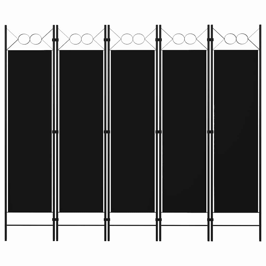vidaXL vidaXL Room Divider, 5 Panel Folding Privacy Screen for Room Separation, Freestanding Room Divider for Office, Industrial Modern Style, Black