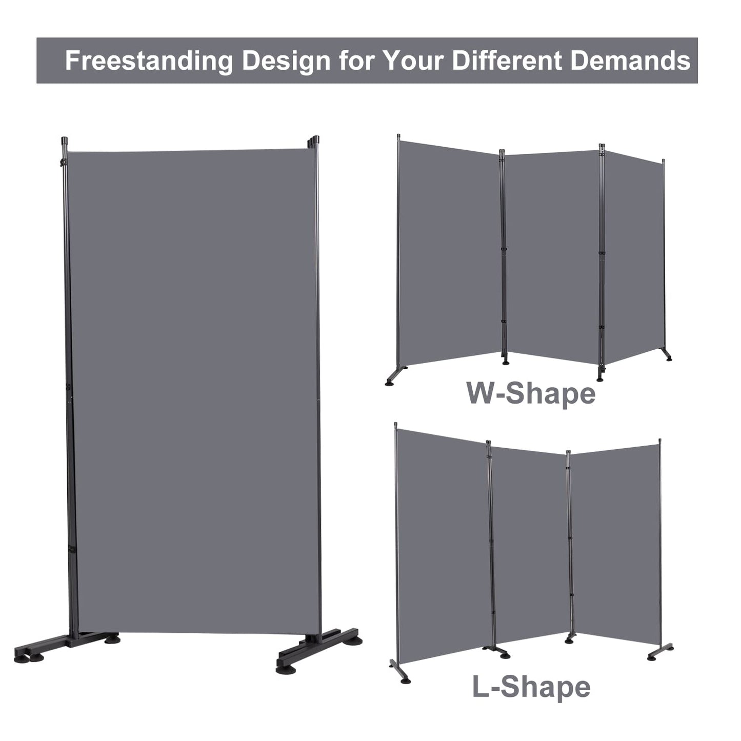 Room Divider 6FT Folding Privacy Screens, 3 Panel Partition Room Dividers w/Freestanding Design, Portable Wall Divider for Room Separtation, Fabric Screen Panel for Home Office Bedroom Dorm