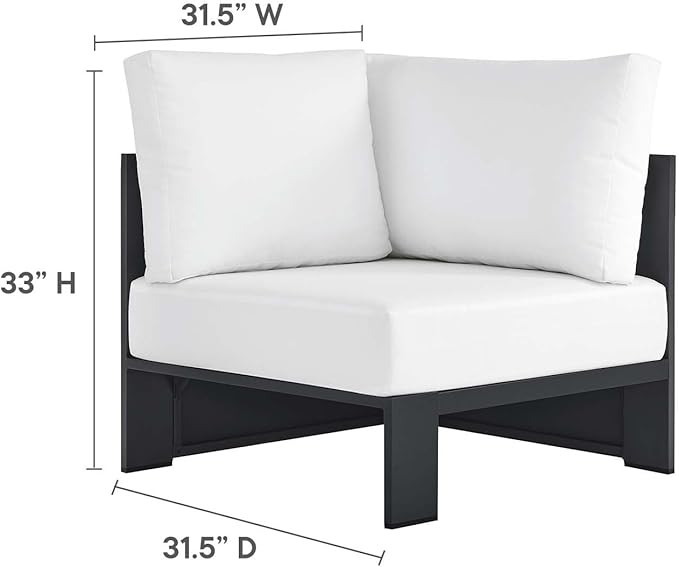 Modway Tahoe Aluminum 3-Piece Outdoor Patio Furniture Gray White, Modular