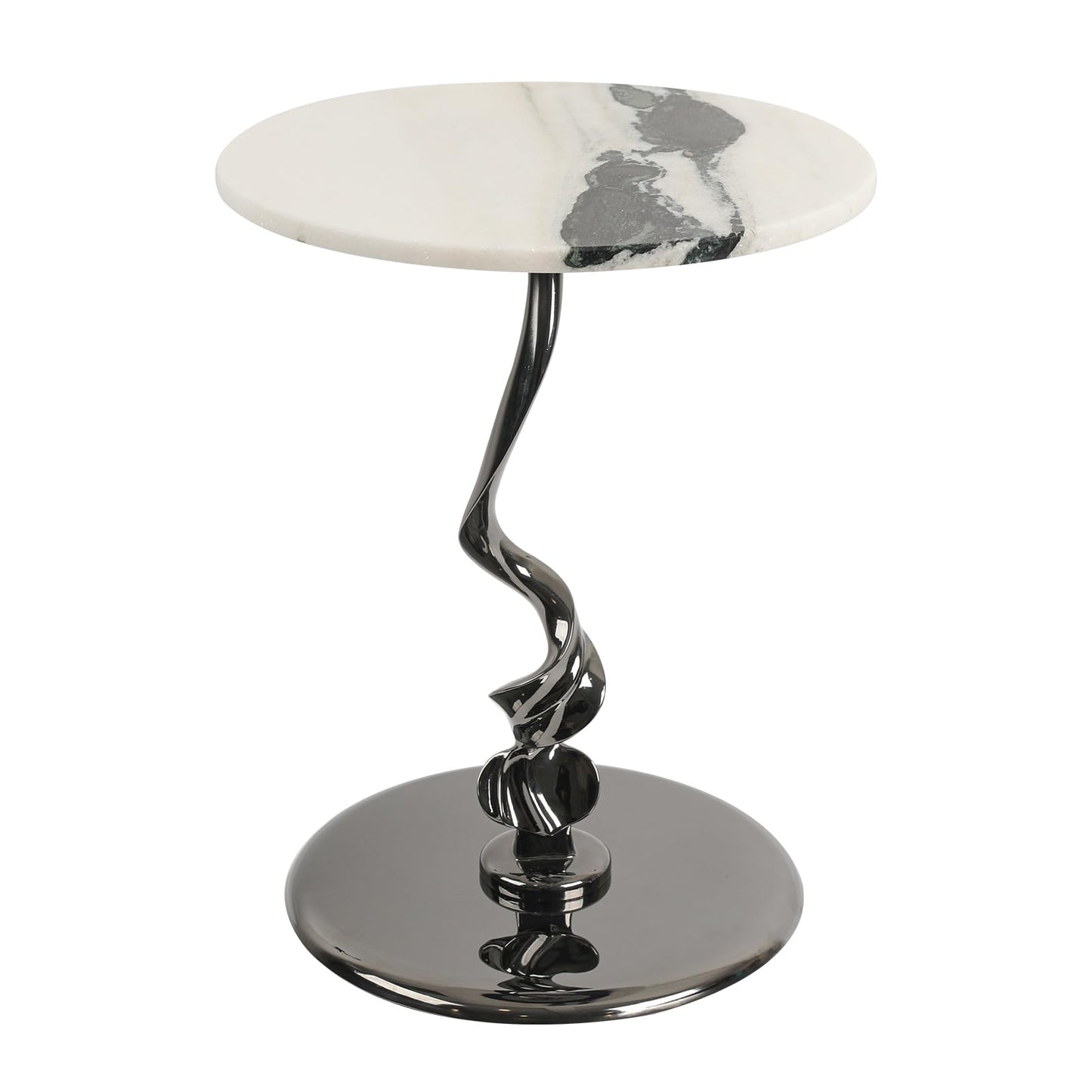 Adolif Round Marble Side Table 16 Inch Pedestal End Table for Living Room