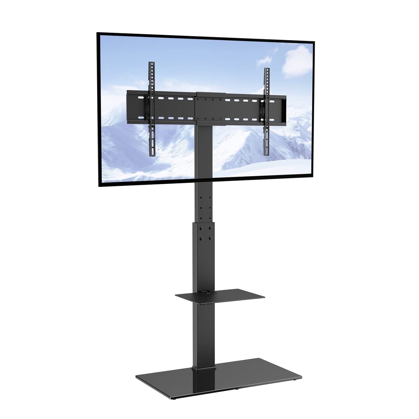 VEVOR Swivel TV Stand Mount, Adjustable Floor Stand for 32-85 Inch TVs, Holds Up to 110lbs, Height Adjustable with Tempered Glass Base, Max VESA 400x800mm for Living Room or Bedroom