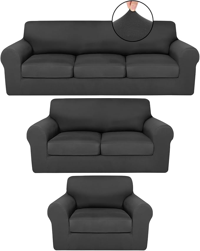 HunnmingRe Sofa Covers for 3 Cushion Couch Stretch Sofa and Loveseat Covers Set