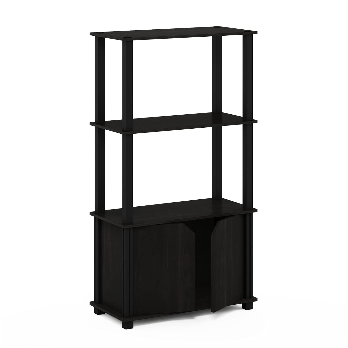 Furinno GO GREEN Storage Shelves, 4-Tier Book Shelf, Bookcase, Display Shelf with Open Shelf and Closed Storage, for Organization and Storage, Living Room, Garage, Home Office, Espresso