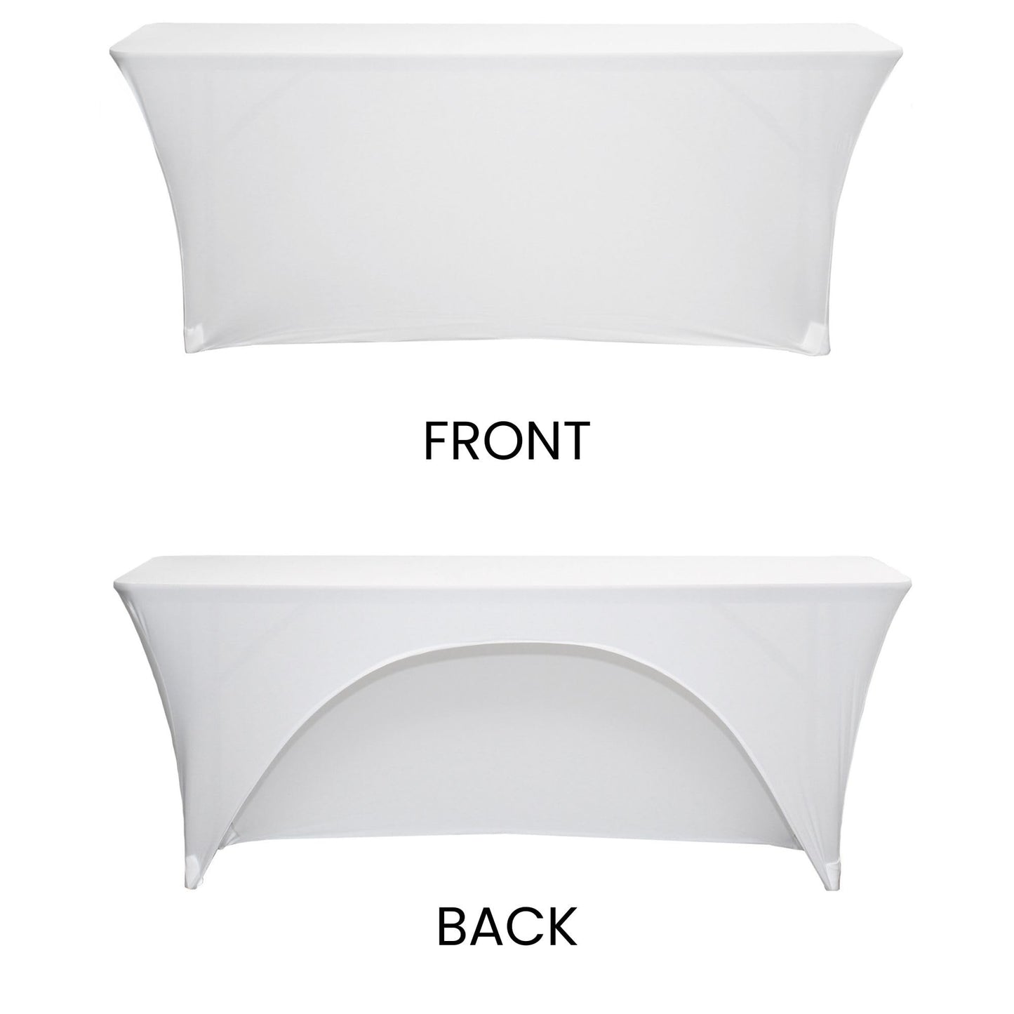 YOUR CHAIR COVERS - Spandex 6 Ft x 18 Inches, Narrow Classroom Open Back Rectangular Training Stretch Tablecloth - White