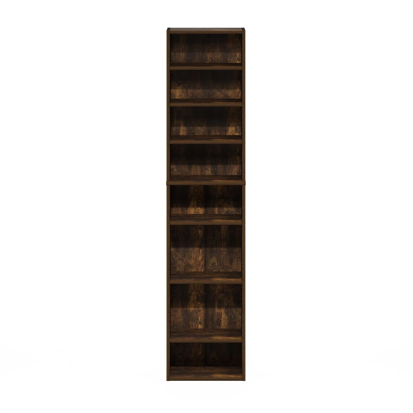Furinno Indo DVD Shelf, 8-Tier CD Rack, Media Shelf with Adjustable Shelves, DVD Storage Cabinets for CD Blueray Game Disc, Easy Assembly, for Living Room, Home Office, Amber Pine