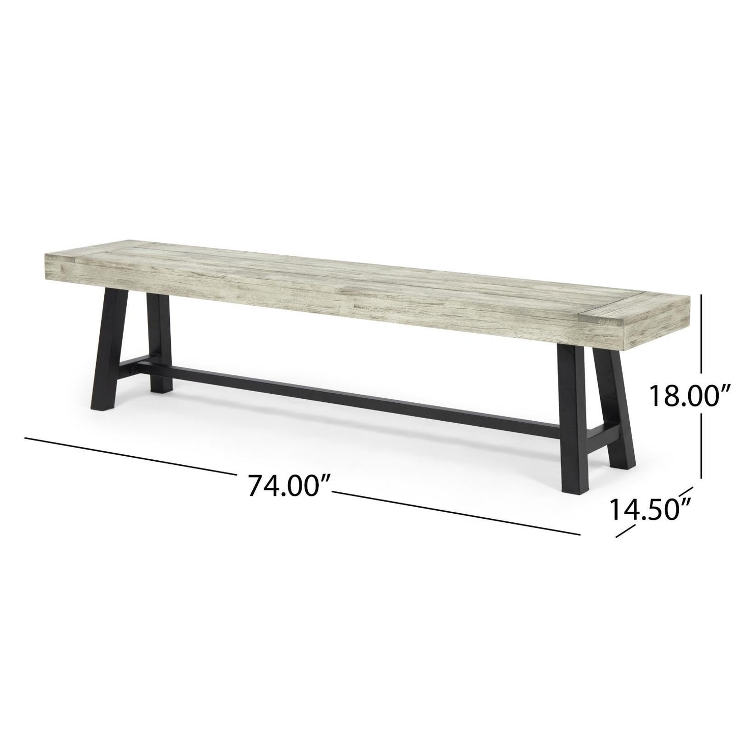 FytStycale Patio Seating Outdoor Dining Bench Acacia Wood Picnic Bench Sleek A-Shape Frame Polished Surface Slatted Structure Suitable for Family Patio Lawn 74in