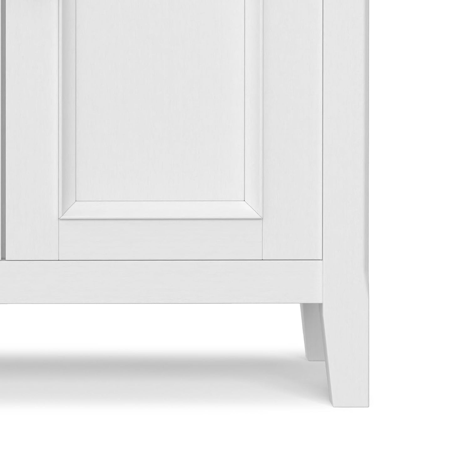 SIMPLIHOME Amherst 32-inch Wide Solid Wood Transitional-Style Low Storage Cabinet in White for Living Room, Entryway, or Dining Area with Adjustable Shelves