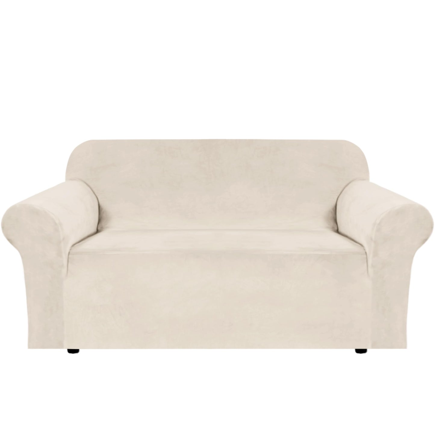 H.VERSAILTEX Stretch Velvet Loveseat Covers for 2 Cushion Couch Covers for Living Room Sofa Covers Slipcovers with Non Slip Straps Bottom, Ultra Thick Comfy Velour (Width 58"-72", Ivory)