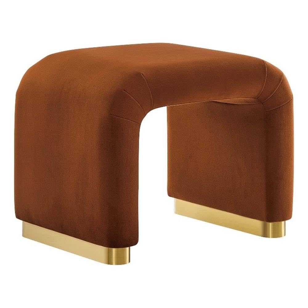 Modway Koda 24" Performance Velvet Upholstered Waterfall Stool or Side Table in Brass Rust, 24 Inches