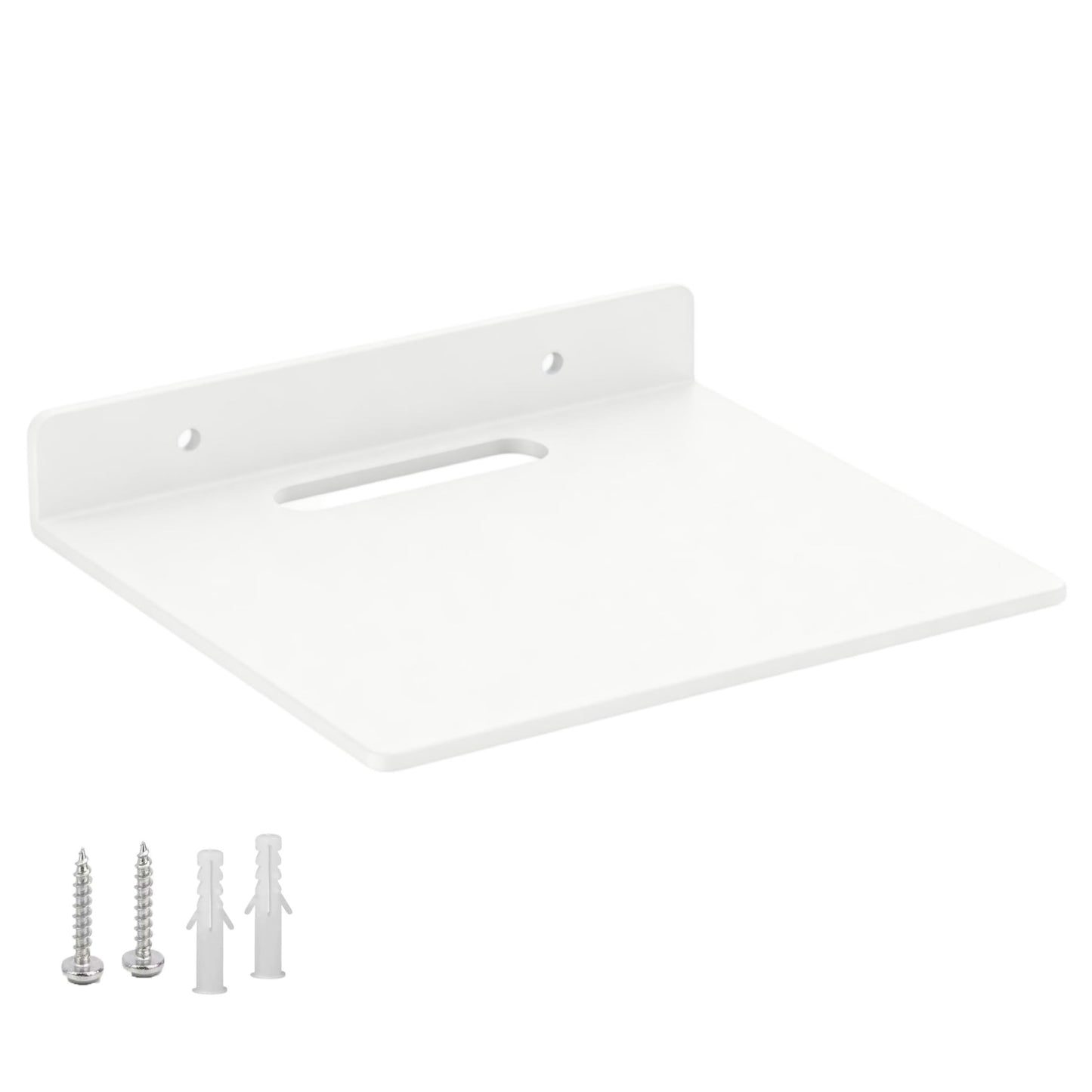 NUTNAPH Small Floating Shelf –3mm Thick, 6.5 inch, Wall Shelf, Metal Floating Shelves for Echo, Cameras, Small Speaker, Wall Shelves for Bathroom, Living Room, Bedroom (White 1pcs)