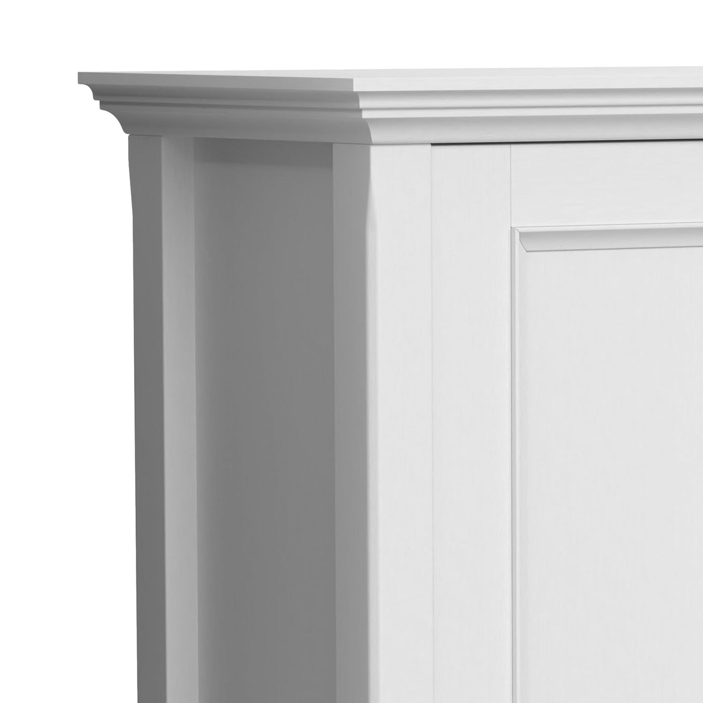 SIMPLIHOME Amherst 32-inch Wide Solid Wood Transitional-Style Low Storage Cabinet in White for Living Room, Entryway, or Dining Area with Adjustable Shelves