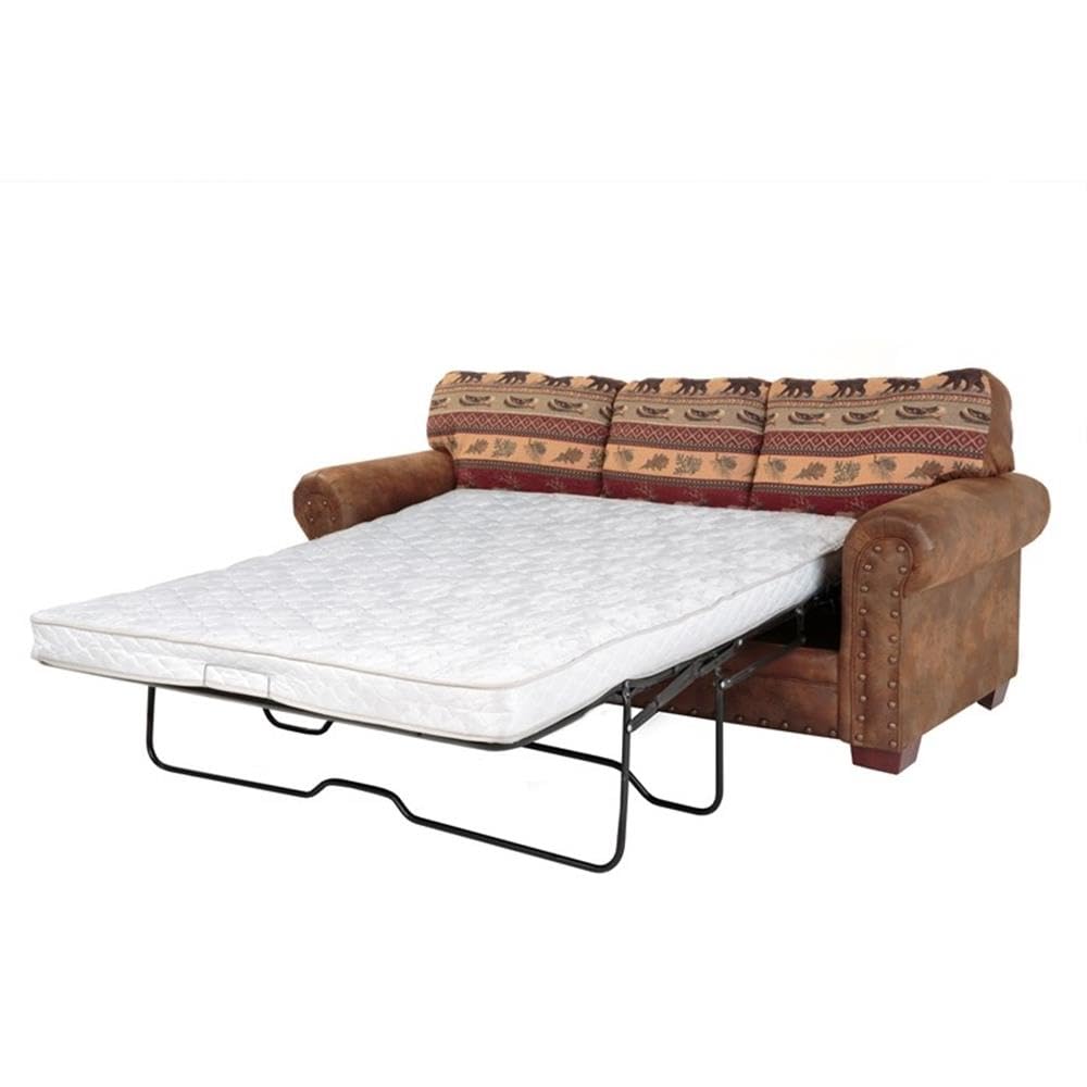 American Furniture Classics Sierra Lodge 88" Microfiber Sleeper Sofa in Brown