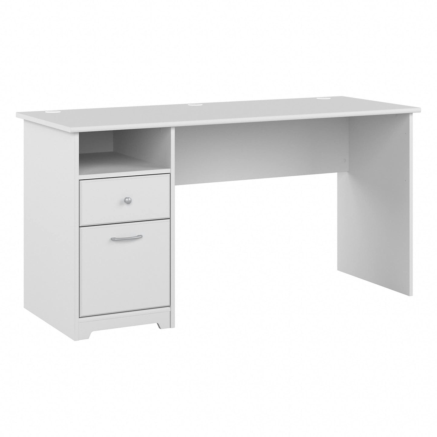 Bush Furniture Cabot 60W Office Desks for Home Office with Storage and Chrome Hardware, Elegant Computer Table with Drawers, White