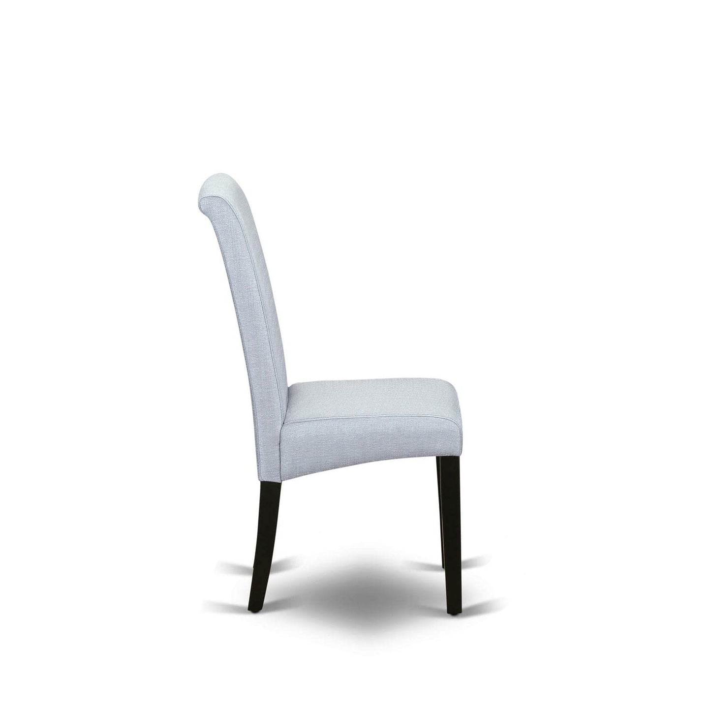 East West Furniture BAP1T05 Barry Parsons Dining Chairs - Grey Linen Fabric Padded Chairs, Set of 2, Black