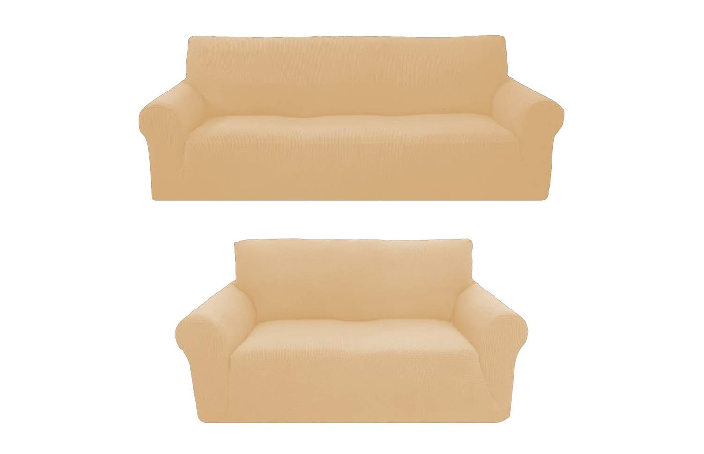 Sapphire Home 2-Piece Sofa and Loveseat Slipcovers, Couch and Loveseat Covers Set, Form fit Stretch, Wrinkle Free, Furniture Protector, Premium Brushed Sofa Covers for Living Room (Beige/Cream)