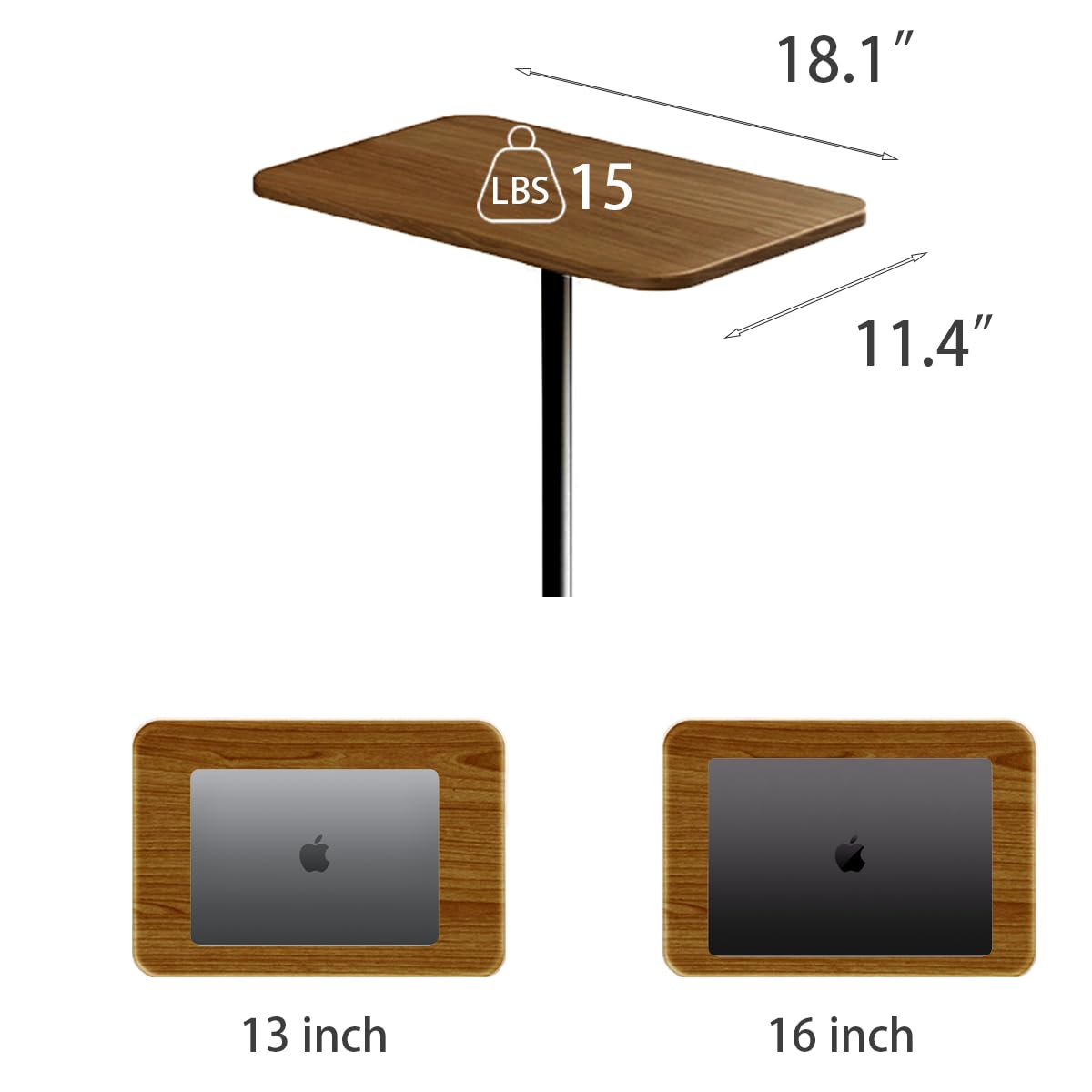 Small Laptop Standing Desk, Adjustable Height Pedestal End Table with Wooden Top, Portable Tall Side Table Workstation, Sit-Stand Desks for Bedside,Sofa,Couch, Living Room, Bedroom, Home Office, Brown
