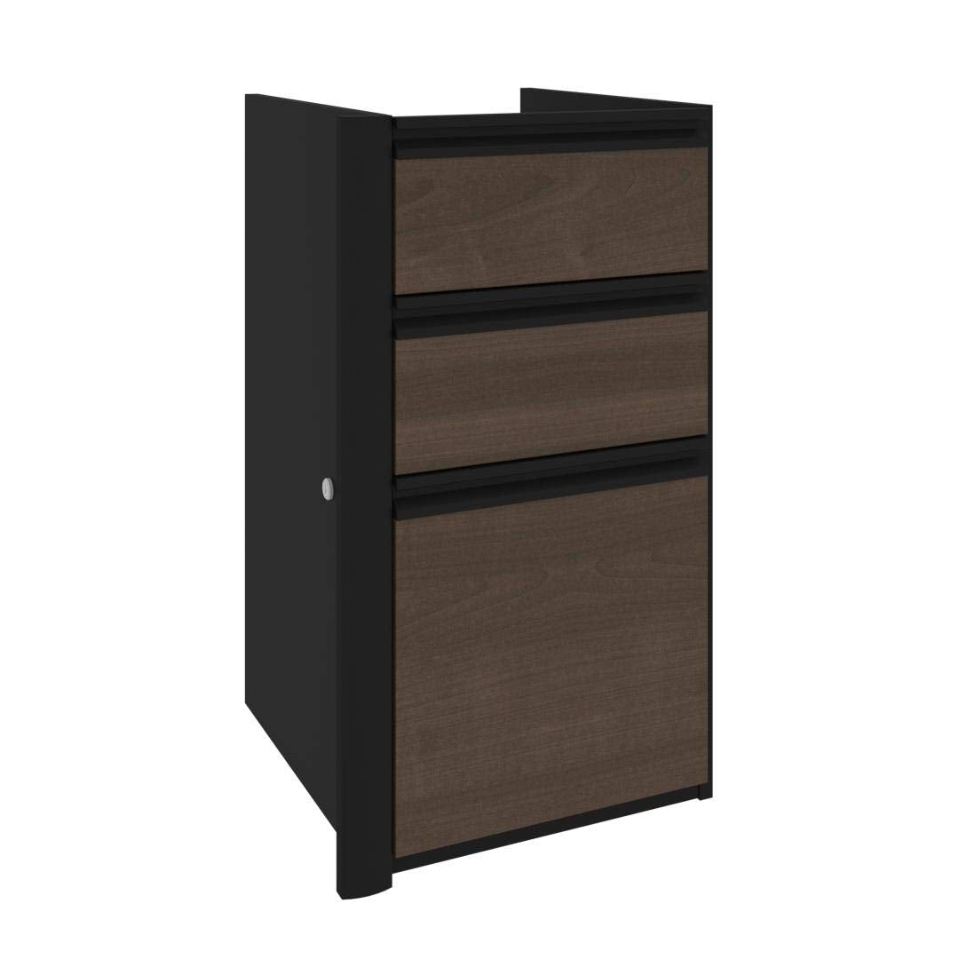 Bestar Connexion Add-On 3 Drawer Pedestal, 16W, Antigua & Black