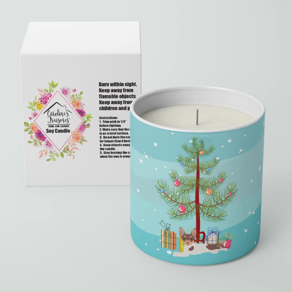 Caroline's Treasures CK3511CDL Toy Fox Terrier Christmas Tree 10 oz Decorative Soy Candle Nature Soy Wax Essential Oil Home Decor Ideal for Bedroom Kitchen Bath Office Gift, 10 oz