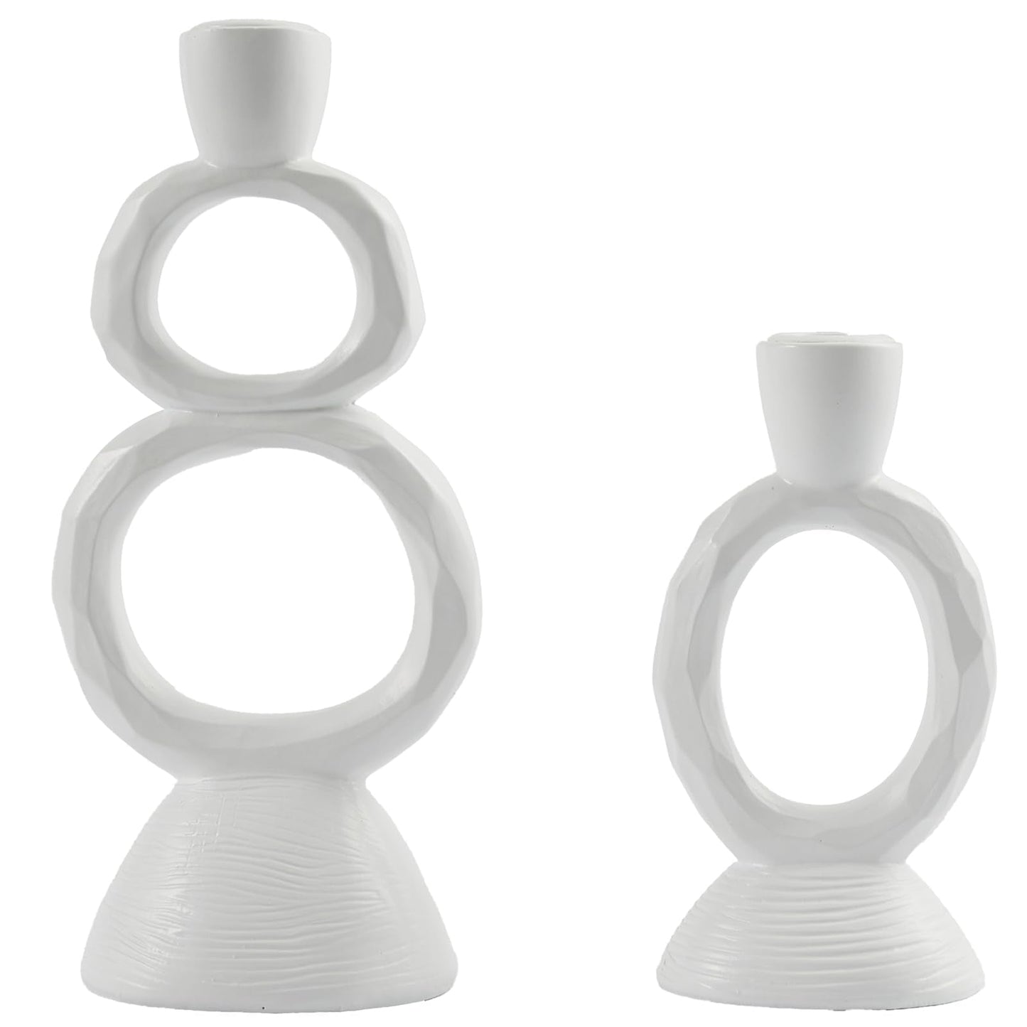 White Taper Candle Holders for Candlesticks, Unique Decorative Candlesticks Holder Home Decor Set of 2 for Fall Thanksgiving Wedding Table Centerpiece Decorations, Modern Aesthetic Room Decor（Resin）