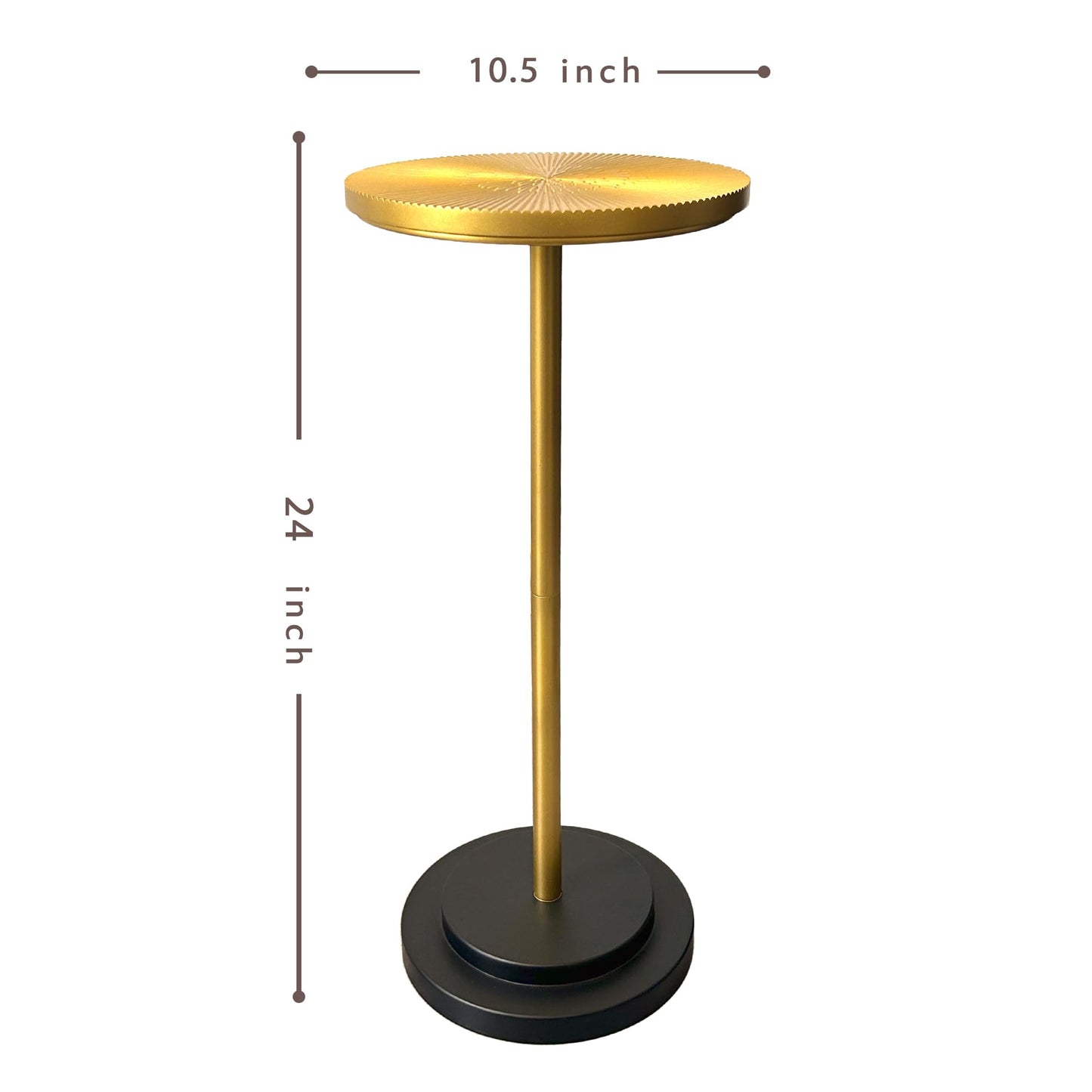 COVLON Drink Table, Carved Table Top Martini Table, Small Side Table, Weighted Base Pedestal Table for Living Room, Bedroom, Bathroom, Gold and Black