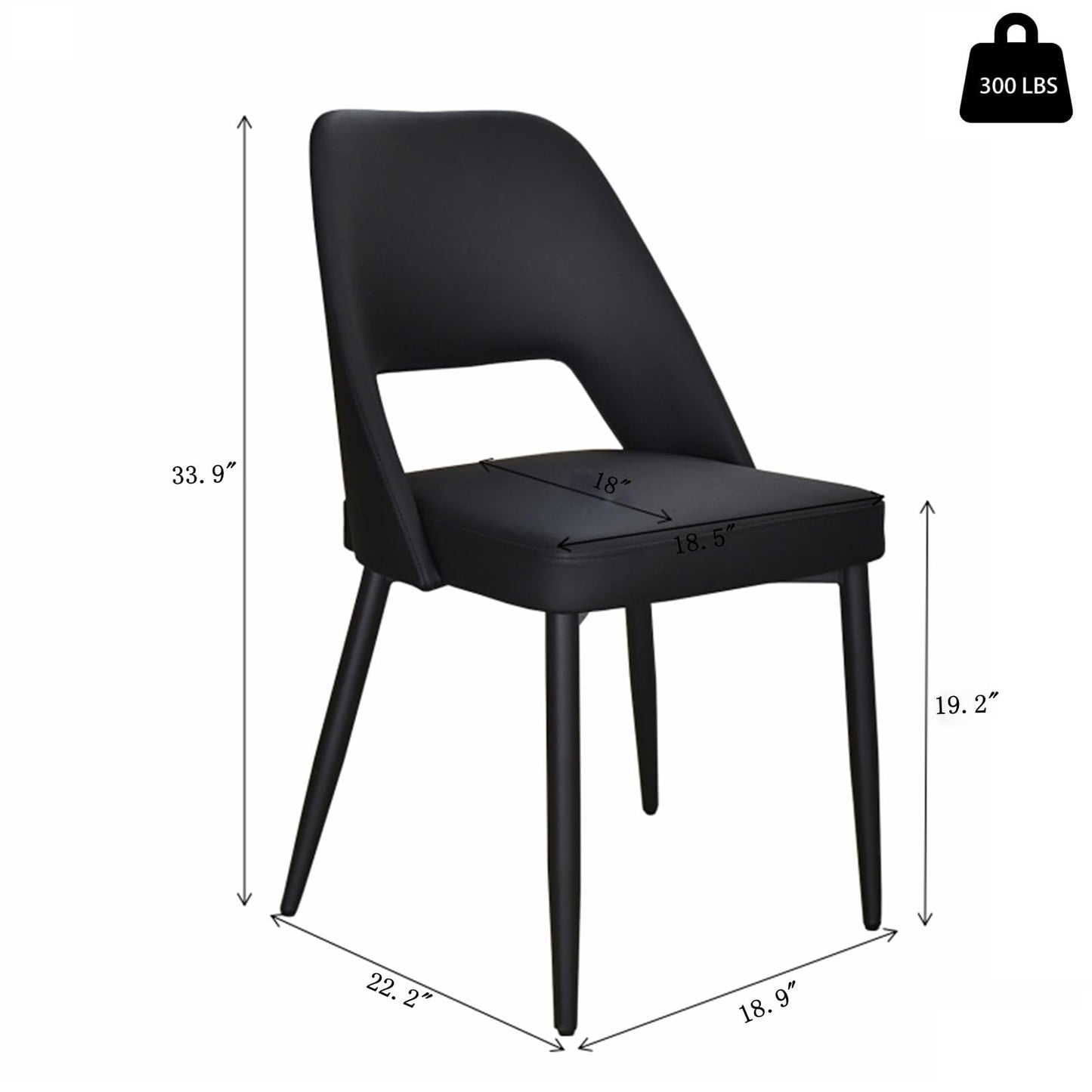 WilliamRock Deluxe Dining Chair: Luxurious Faux Leather, Sturdy Metal Legs, assembles in 5-8 Minutes. Ergonomic Comfort for Dining, Living Rooms, Studies, and Meeting Rooms (Black)