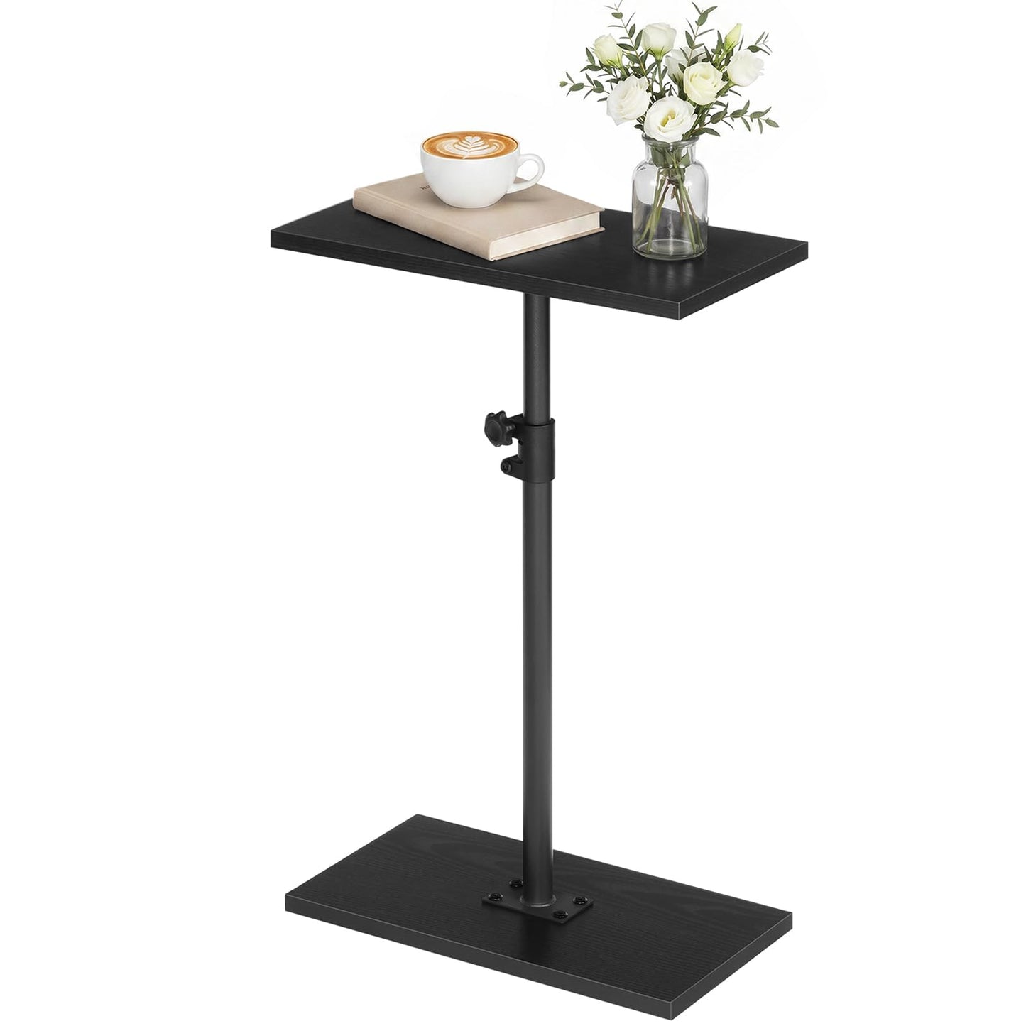 MAHANCRIS Narrow Side Table, Height Adjustable Small End Table, Skinny Sofa Table for Small Spaces, Tall Narrow Bedside Table for Couch, Slim Nightstand for Living Room, Bedroom, Black ETBK3301