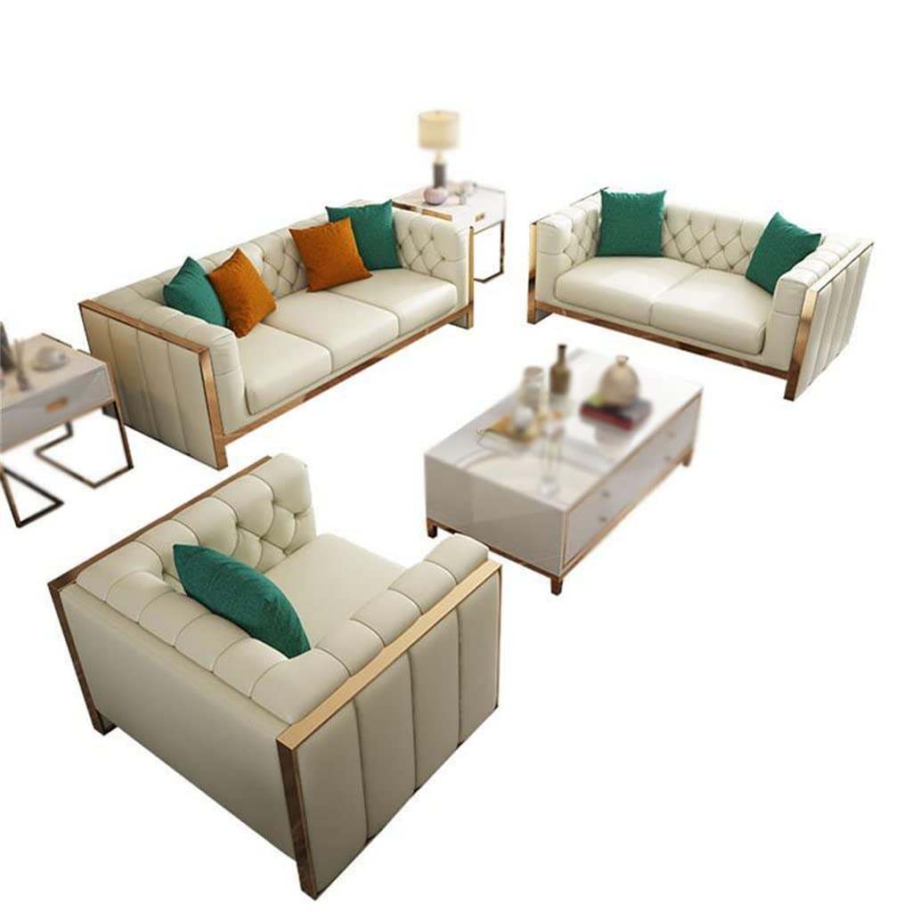 YWMLFZ Hotel Studio Sofa Bed Home Furniture Leather Loveseat with Stainless Steel Foot Combination Chaise Longue