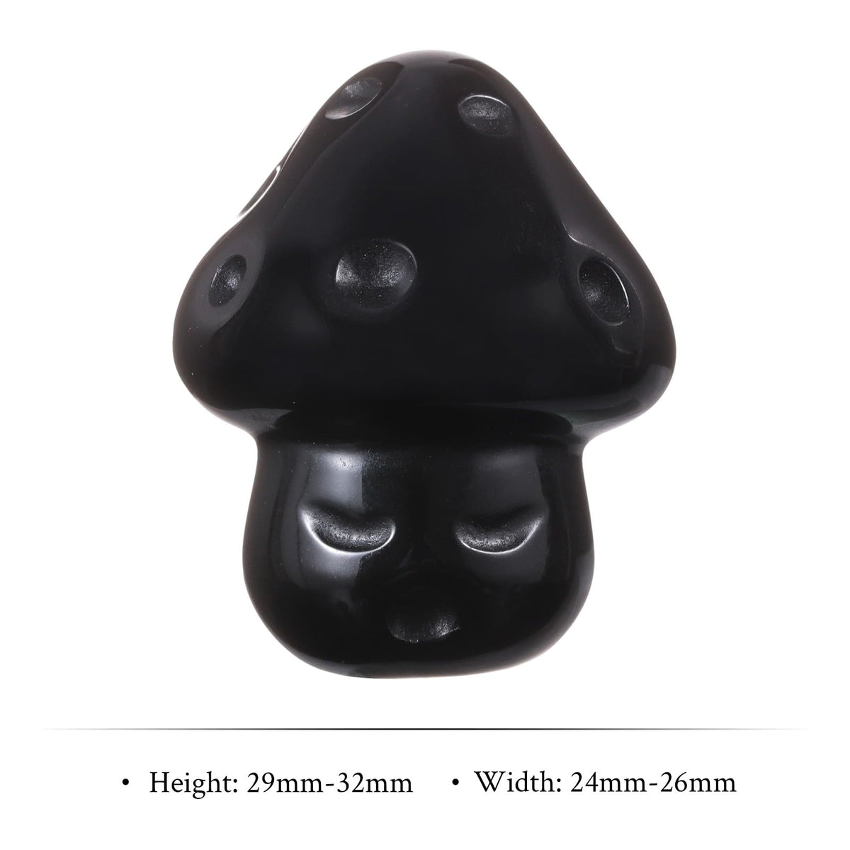mookaitedecor Set of 2 Black Obsidian Crystal Mushroom Sculpture Hand Carved Mini Mushrooms Statue Figurine Pocket Stone for Healing Reiki Balancing Home Decor,1.14 inch