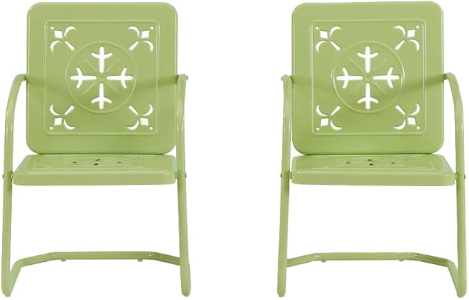 Crosley Furniture Azalea 2-Piece Outdoor Chair Set, Vintage Retro Metal Patio