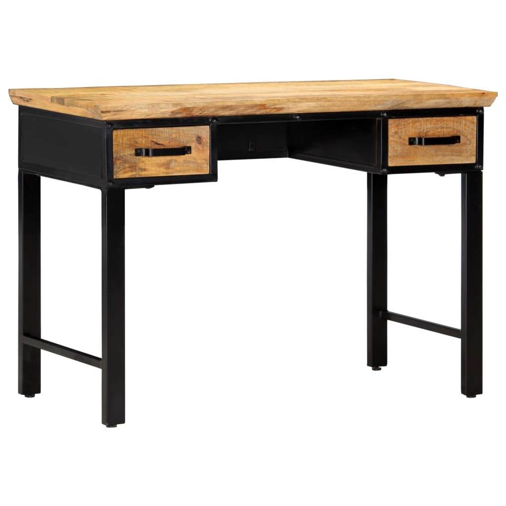 UYTENBMF Solid Mango Wood Writing Desk with 2 Drawers, 43.3"x19.6"x29.9" Home Office Computer Table, Study Desk for Small Items Storage