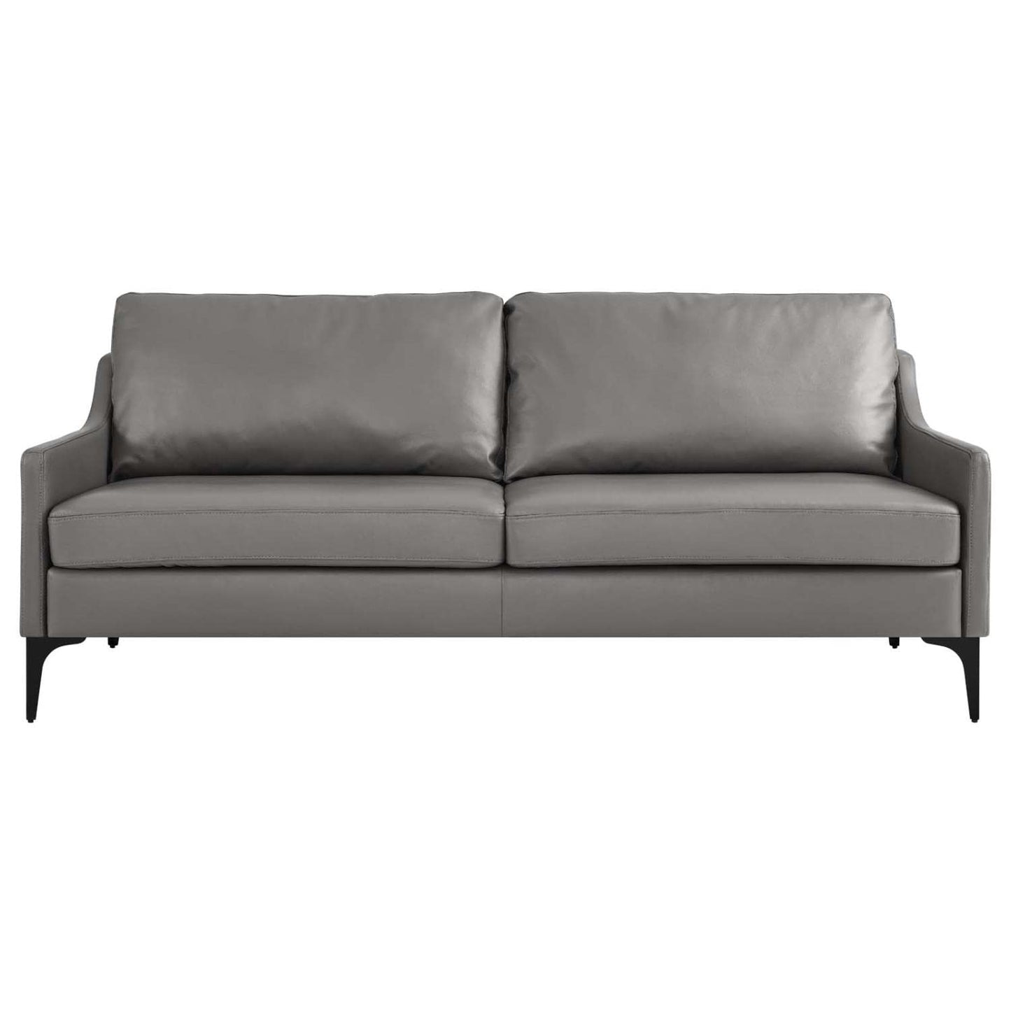 Modway Corland Modern Style Leather and Metal Sofa in Gray Finish
