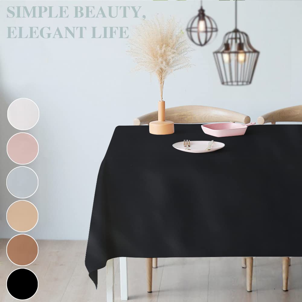 Aijoviko Table Cloth for Rectangle Tables Soft Leather Tablecloth Waterproof Wipeable Table Cover for Parties,Picnic and Camping Outdoor Tablecloths(Black 54"x84")