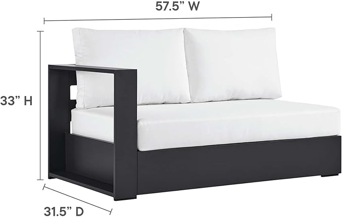 Modway Tahoe Aluminum 3-Piece Outdoor Patio Furniture Gray White, Modular