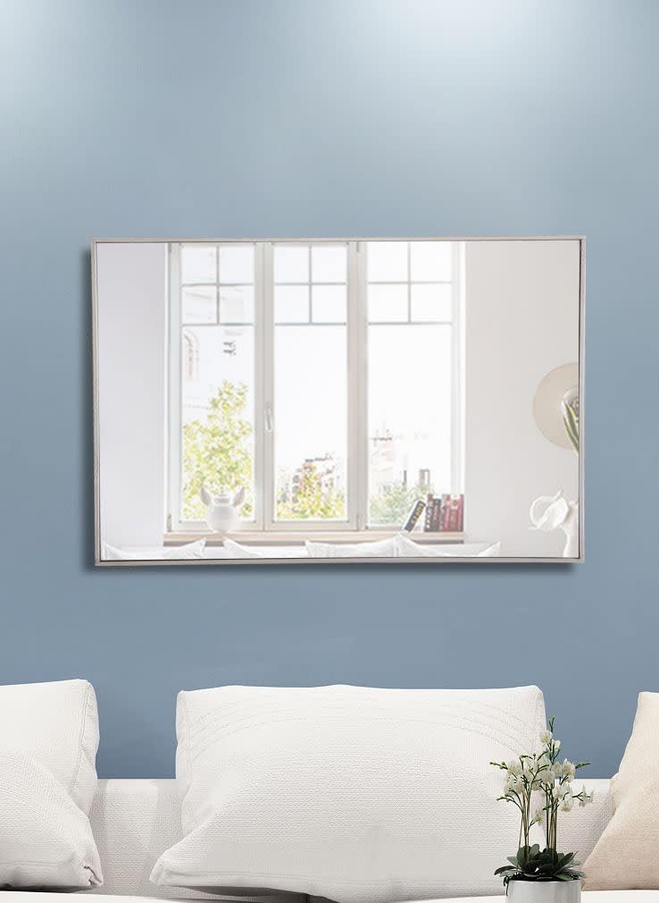 Elegant Decor Monet 42" x 28" Rectangle Metal Frame Mirror in Silver