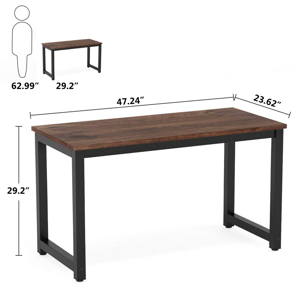Tribesigns Modern Simple Computer Desk, 47 inch Vintage Office Desk Computer Table, Study Writing Study Desk Workstation for Home Office, Rustic Brown