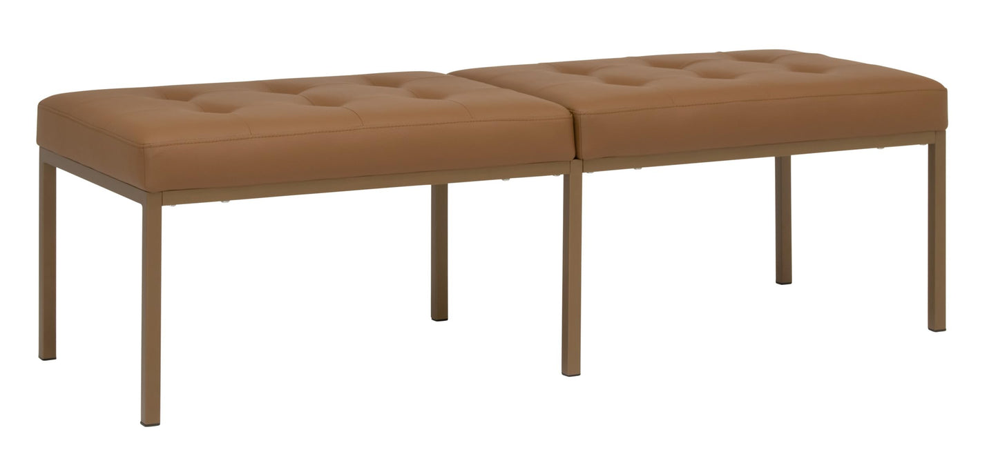 Studio Designs Home Camber Modern Dining Room 60" with Chrome Legs and Tufted Faux Leather, Entryway or Livingroom Accent Bench, Bronze/Caramel