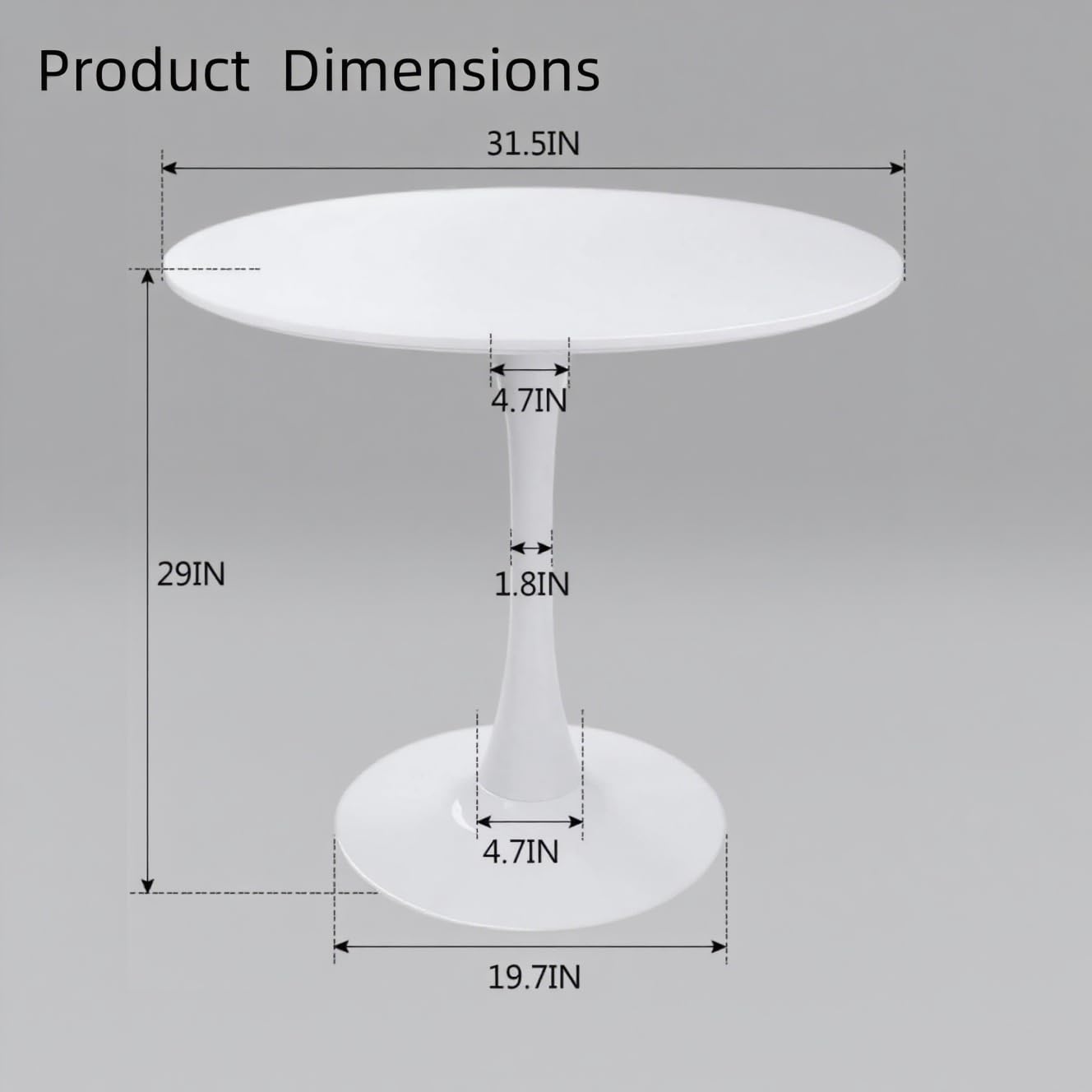 Round Dining Table White with Pedestal Base,31.5" Modern Tulip Dining Room Table for 1-4 People,Pedestal Dining Table with Round Top for Kitchen Living Room (Tulip Dining Table White)