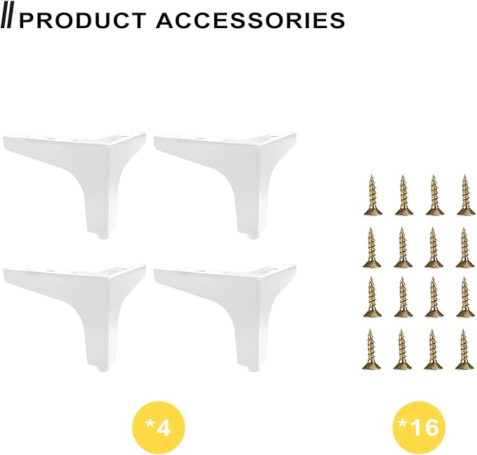 AODIOU Furniture Legs White Replacement Feet: Sofa Legs 4 Inch European Style